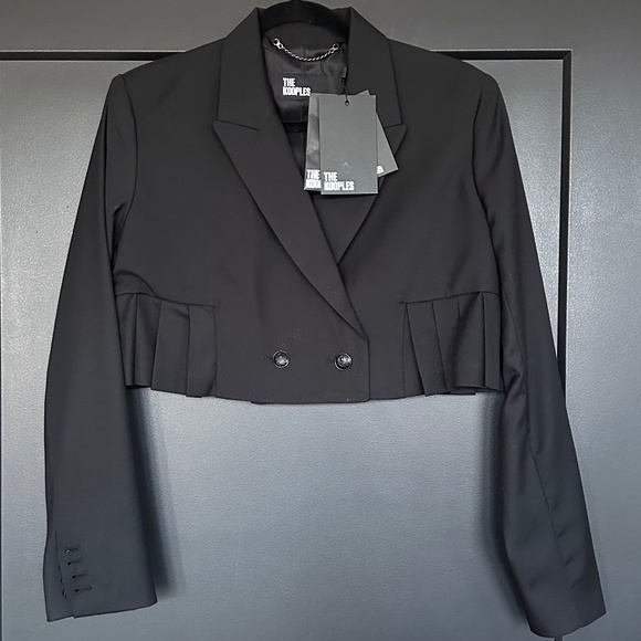 🖤✨ NWT The Kooples Cropped Double-Breasted Pleated Jacket Blazer | Retail $565! - Picture 5 of 10